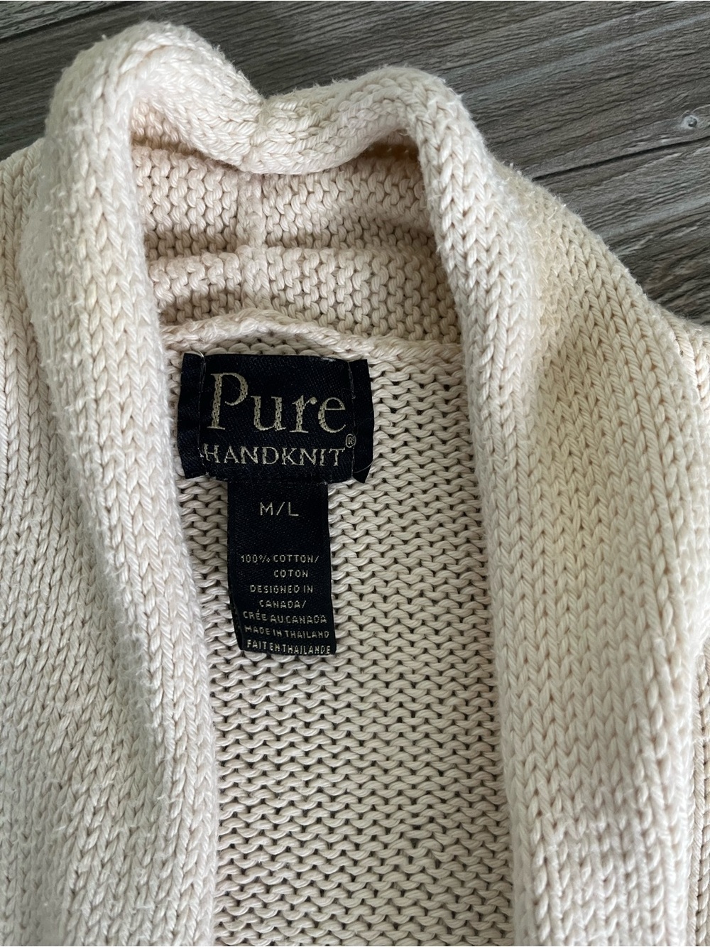Pure Handknit cardigan, 100% cotton, fringe - Picture 4 of 6
